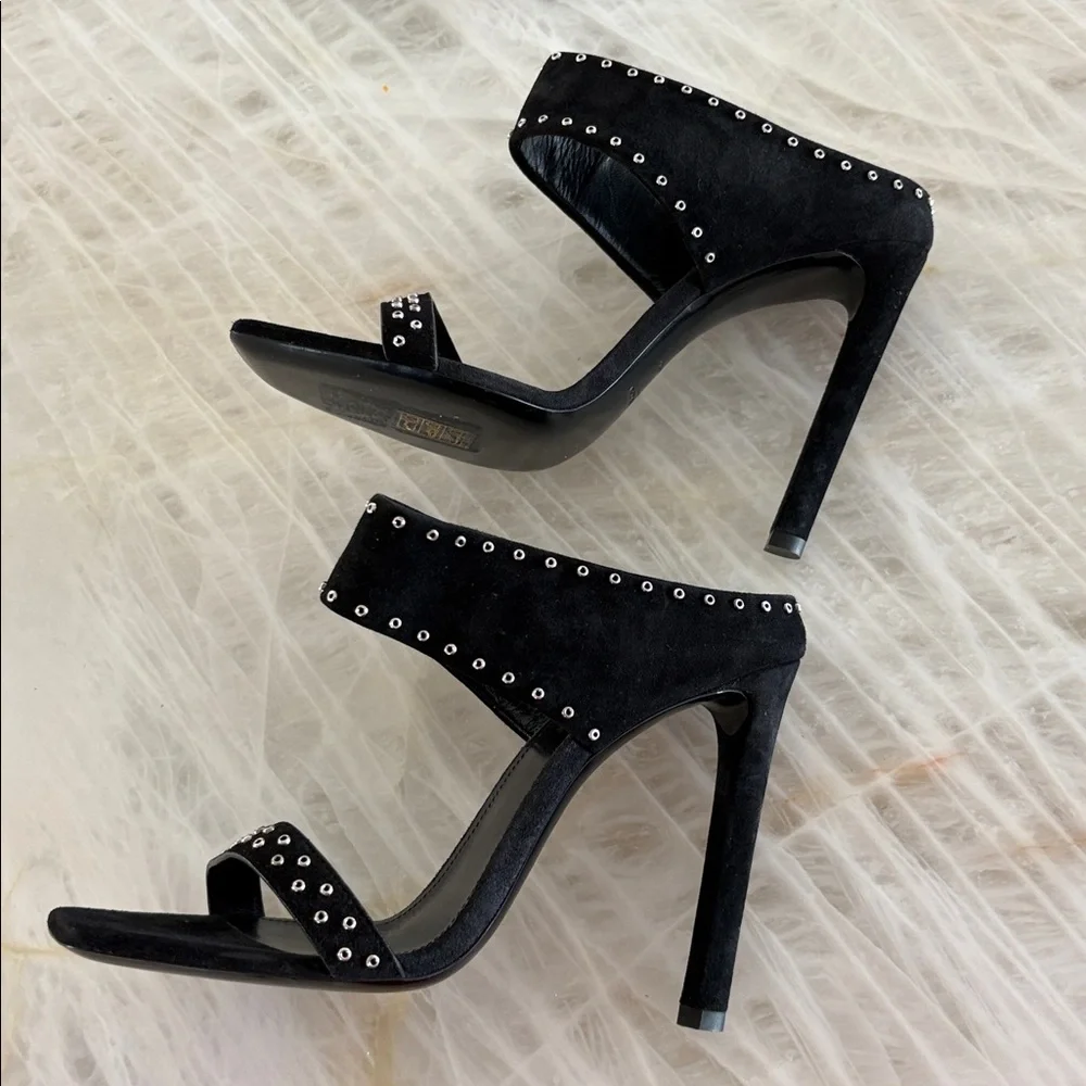 Saint Laurent Black Studded Heels Size 38 - Picture 5 of 15